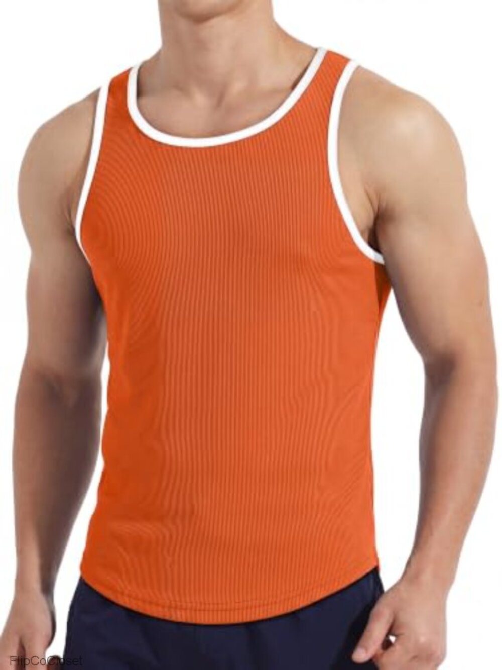 Men's Ribbed Racerback Tank Top Stretchy Slim Fit Sleeveless Workout Shirt